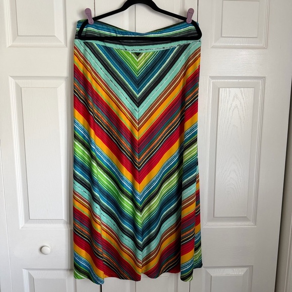 Studio JPR Skirt Womens PXL Multicolor Striped A-Line Maxi Stretch Pull On Boho - Picture 3 of 9
